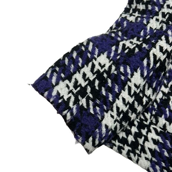 Tribal Wool Blend Coat Purple White Plaid Houndstooth Patterned Winter Jacket - Picture 7 of 10